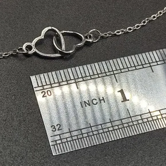 Stainless Steel Necklace Linked Hearts Intertwined Love Vintage BOHO Fashion NEW